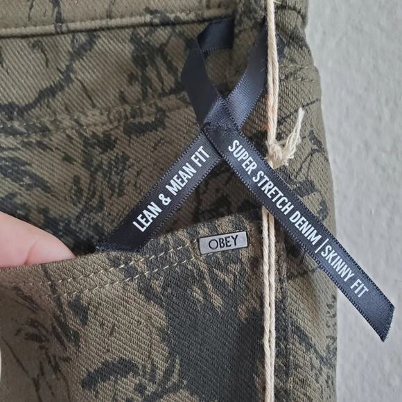 NWT OBEY Lean & Mean Print Skinny Fit Pants - Picture 6 of 7